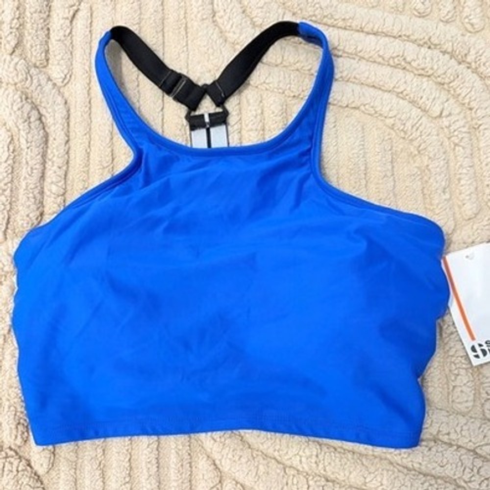 Sports Illustrated Womens High Neck Tankini‎ Top Blue Adjustable SMLVB59917062 M